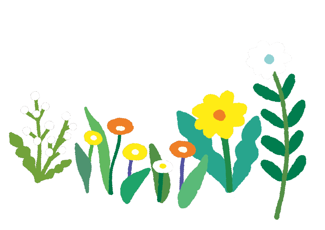 地面で咲いている花のイラスト